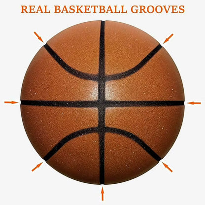 Silent Basketball Size 7#(29.5")6#/5# Dribbling Indoor Grooved Airless Foam Basketball Quiet Dribbling Training Silent Ball Hoop